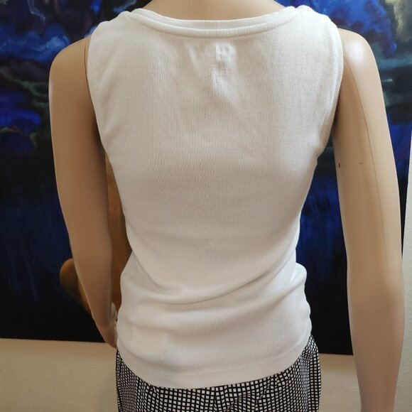 Chico's Size 0 (medium) cotton/spandex white tank top - Picture 6 of 7